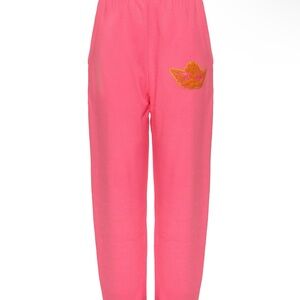 Pink Sweatpants with Gold Embroidery